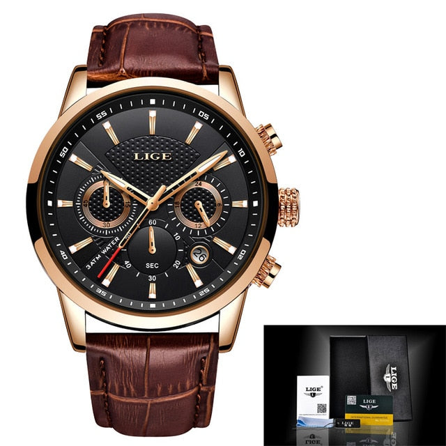 LIGE Men Watch Top Brand Mens Mechanical Watches Automatic Tourbillon Skeleton Watch Men Calendar Relogio Masculino