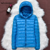 Winter Women Ultralight Thin Down Jacket White Duck Down Hooded Jackets