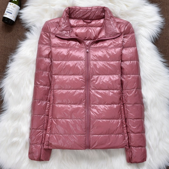 Winter Women Ultralight Thin Down Jacket White Duck Down Hooded Jackets