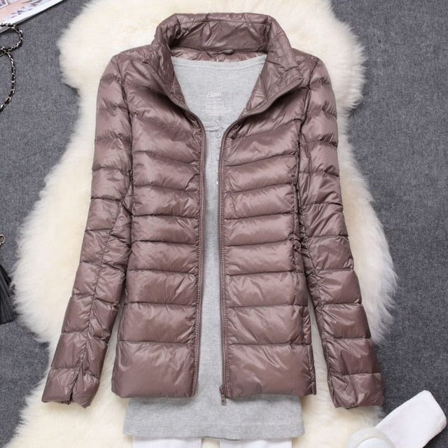 Winter Women Ultralight Thin Down Jacket White Duck Down Hooded Jackets