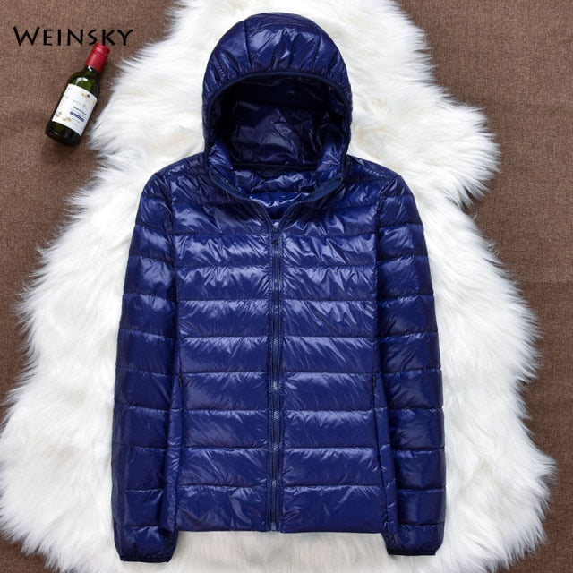 Winter Women Ultralight Thin Down Jacket White Duck Down Hooded Jackets