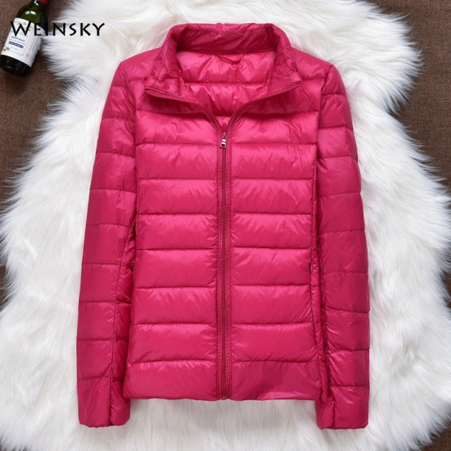 Winter Women Ultralight Thin Down Jacket White Duck Down Hooded Jackets