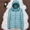 Winter Women Ultralight Thin Down Jacket White Duck Down Hooded Jackets