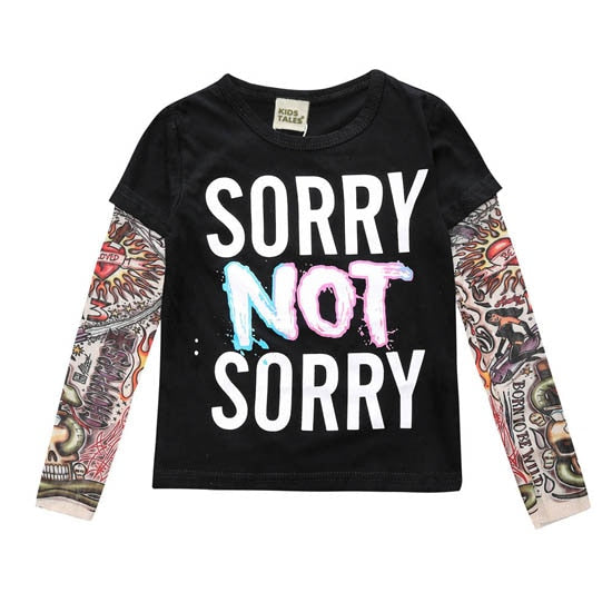 Novelty Tattoo Long Sleeve Children T-Shirts Cotton Boys T Shirt Kids TShirt Autumn Kids Girls Tops 2-7Years Children Clothes