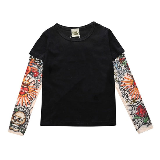 Novelty Tattoo Long Sleeve Children T-Shirts Cotton Boys T Shirt Kids TShirt Autumn Kids Girls Tops 2-7Years Children Clothes