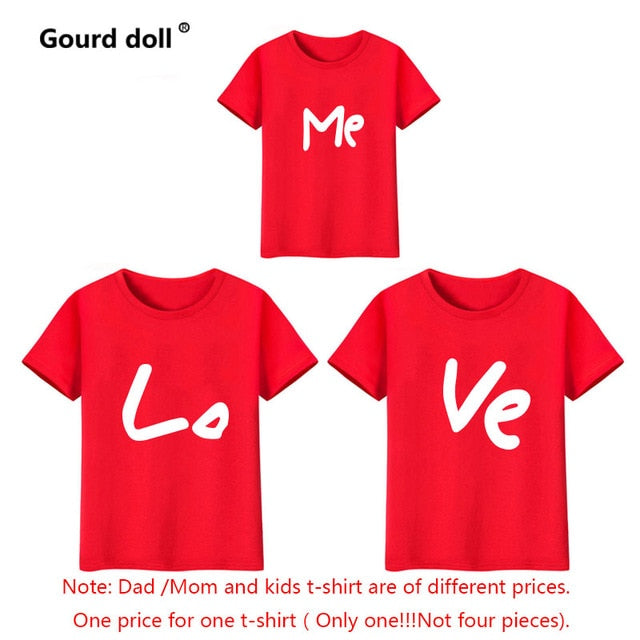 family matching clothes mother father daughter son kids baby T-shirt Parent-child Red Letter Print T-shirt Short Sleeve Tops