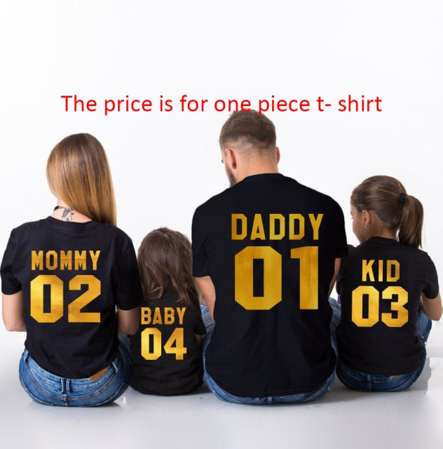 Family Matching Clothes  Family Look Cotton T-shirt DADDY MOMMY KID BABY Funny Letter Print Number Tops Tees Summer