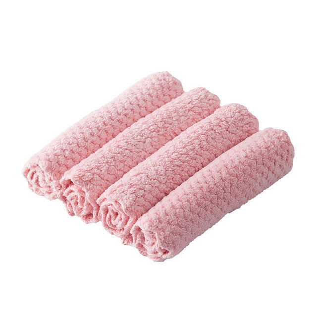 Soft Microfiber Kitchen Towels Super Absorbent Dish Cloth Anti-grease Wipping Rags Non Stick Oil Household Cleaning Towel