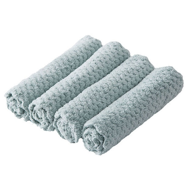 Soft Microfiber Kitchen Towels Super Absorbent Dish Cloth Anti-grease Wipping Rags Non Stick Oil Household Cleaning Towel