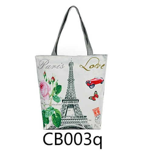 Miyahouse Floral Printed Handbag Women Shoulder Bag Canvas Summer Beach Bag Daily Use Female Shopping Bag Lady