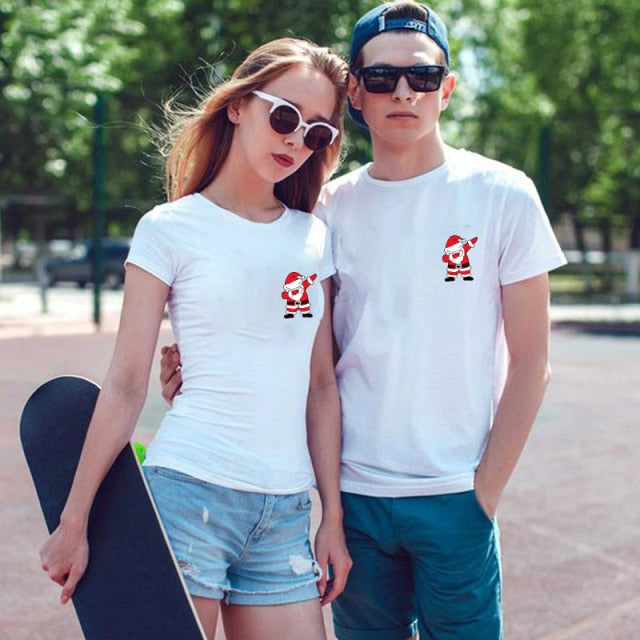 Couple T-shirt Summer Couple LOVE Printed Clothes Couple Tshirt Christmas Casual Cotton Short Sleeve Tees Brand Loose Couple Top