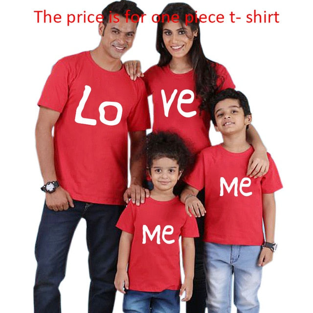 family matching clothes mother father daughter son kids baby T-shirt Parent-child Red Letter Print T-shirt Short Sleeve Tops