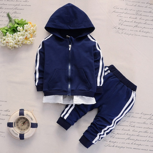 2021 Spring Baby Casual Tracksuit Children Boy Girl Cotton Zipper Jacket Pants 2Pcs/Sets Kids  Sport Suit Infant Clothing