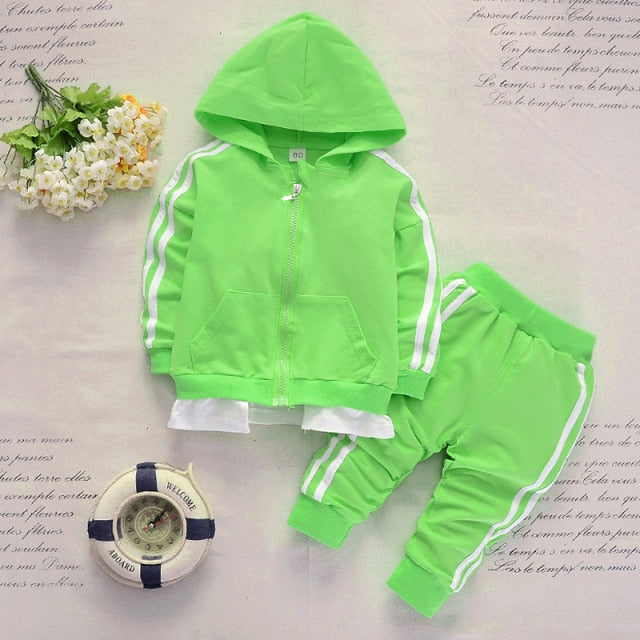 2021 Spring Baby Casual Tracksuit Children Boy Girl Cotton Zipper Jacket Pants 2Pcs/Sets Kids  Sport Suit Infant Clothing