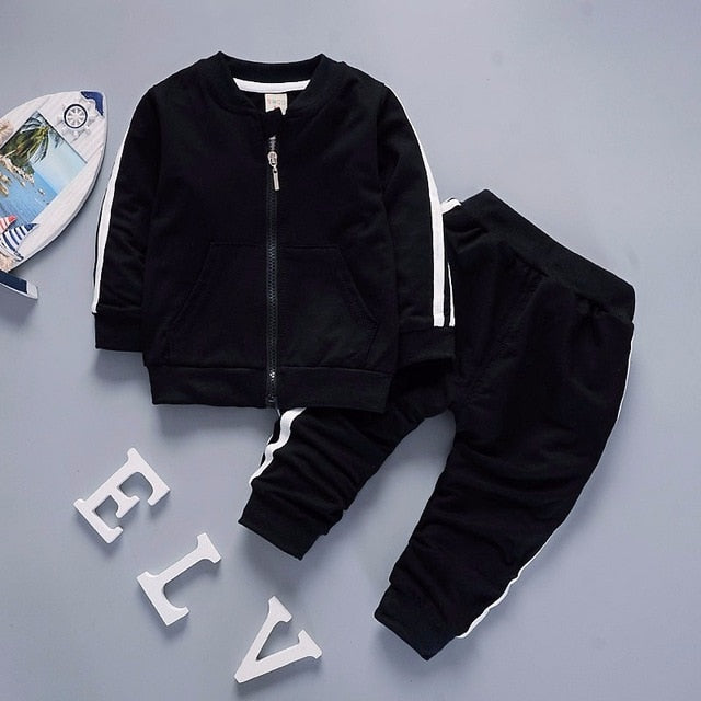 2021 Spring Baby Casual Tracksuit Children Boy Girl Cotton Zipper Jacket Pants 2Pcs/Sets Kids  Sport Suit Infant Clothing