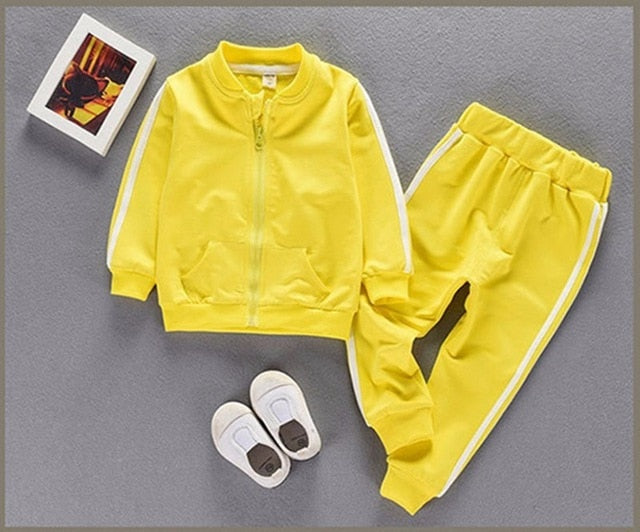 2021 Spring Baby Casual Tracksuit Children Boy Girl Cotton Zipper Jacket Pants 2Pcs/Sets Kids  Sport Suit Infant Clothing