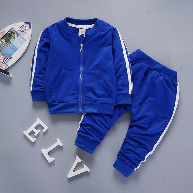 2021 Spring Baby Casual Tracksuit Children Boy Girl Cotton Zipper Jacket Pants 2Pcs/Sets Kids  Sport Suit Infant Clothing