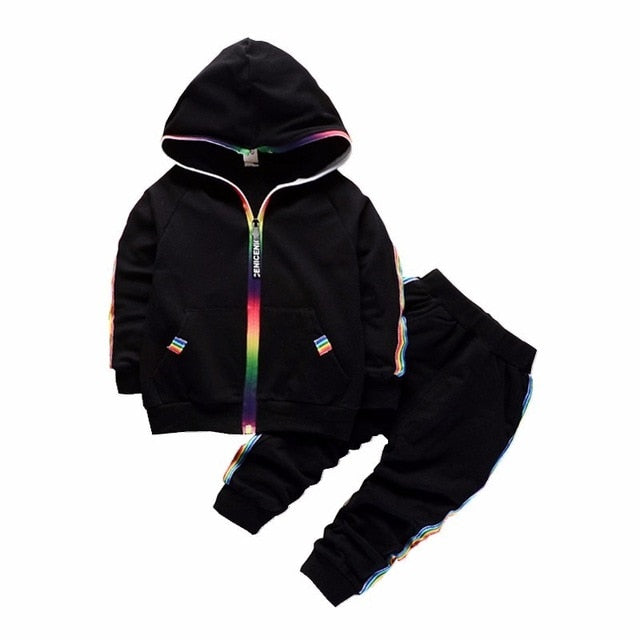 2021 Spring Baby Casual Tracksuit Children Boy Girl Cotton Zipper Jacket Pants 2Pcs/Sets Kids  Sport Suit Infant Clothing