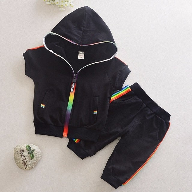 2021 Spring Baby Casual Tracksuit Children Boy Girl Cotton Zipper Jacket Pants 2Pcs/Sets Kids  Sport Suit Infant Clothing