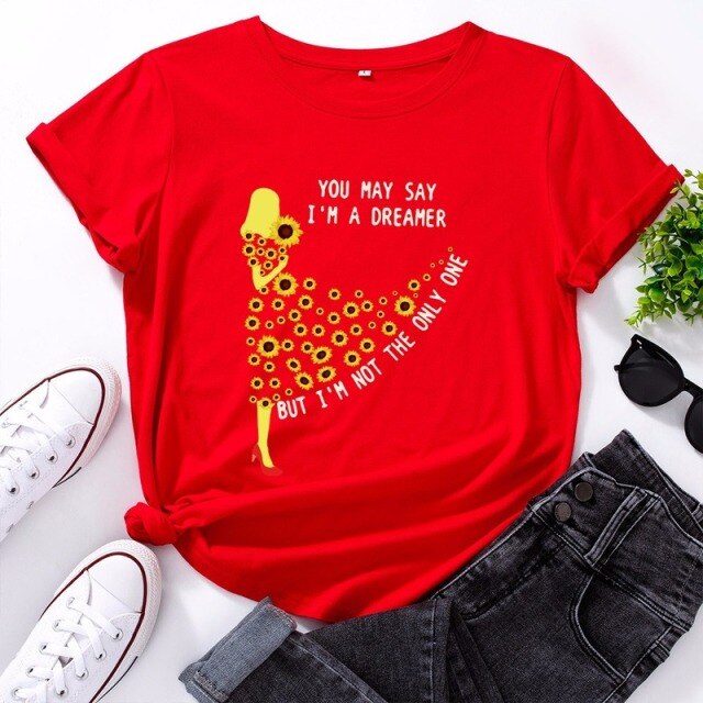 Summer Women T Shirt Cotton 5XL Plus Size Fashion Flowers Lady Print Short Sleeve Tops Graphic Tee Casual Woman Tshirts