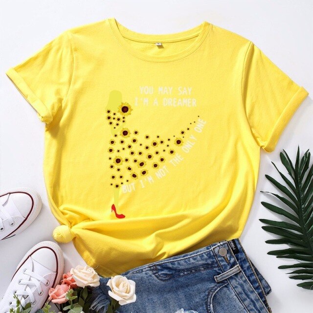 Summer Women T Shirt Cotton 5XL Plus Size Fashion Flowers Lady Print Short Sleeve Tops Graphic Tee Casual Woman Tshirts