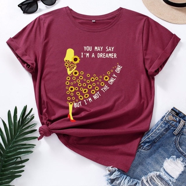 Summer Women T Shirt Cotton 5XL Plus Size Fashion Flowers Lady Print Short Sleeve Tops Graphic Tee Casual Woman Tshirts