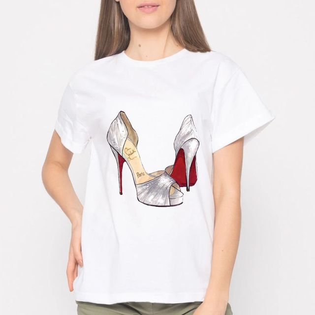 Women High Heels Print Tee Shirt Female Clothes