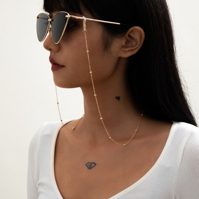 SHIXIN Simple Small Beads Landyard Neck Chain for Glasses Holder Trendy Sunglasses Chains Cord Lace Glasses Jewelry 2021 Fashion