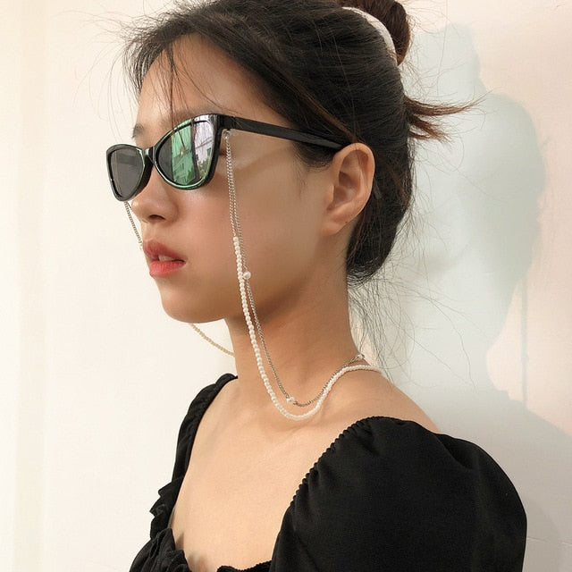 SHIXIN Simple Small Beads Landyard Neck Chain for Glasses Holder Trendy Sunglasses Chains Cord Lace Glasses Jewelry 2021 Fashion