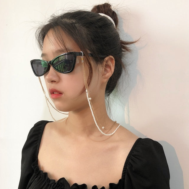 SHIXIN Simple Small Beads Landyard Neck Chain for Glasses Holder Trendy Sunglasses Chains Cord Lace Glasses Jewelry 2021 Fashion