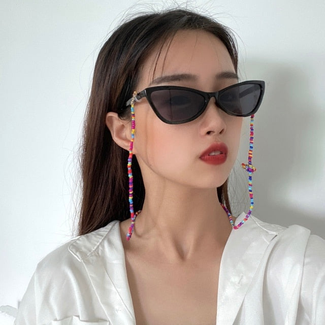 SHIXIN Simple Small Beads Landyard Neck Chain for Glasses Holder Trendy Sunglasses Chains Cord Lace Glasses Jewelry 2021 Fashion