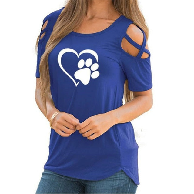 2021 up to 5XL Harajuku lovely heart Tshirt Women Causal T-shirt Cotton Bear paw Tees Woman off shoulder tops Clothes Drop Shipping