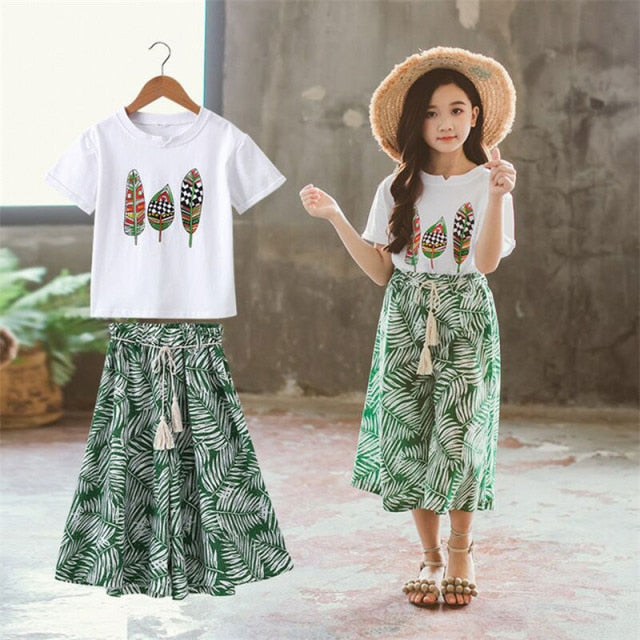 Summer 2021 Baby Girls Clothes Sets Outfits Kids Clothes Short Sleeve +Pants Children Clothing Set 3 4 5 6 7 8 9 10 11 12 Years