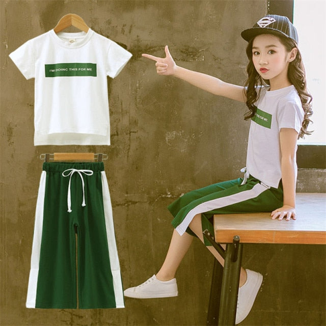 Summer 2021 Baby Girls Clothes Sets Outfits Kids Clothes Short Sleeve +Pants Children Clothing Set 3 4 5 6 7 8 9 10 11 12 Years