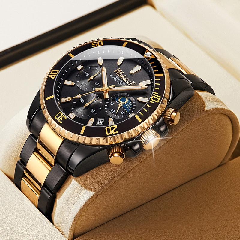 WISHDOIT 2021 New Men's Casual Sports Watch, Top Luxury Brand Men's Watch, Waterproof Luminous Stainless Steel Men's Wrist Watch