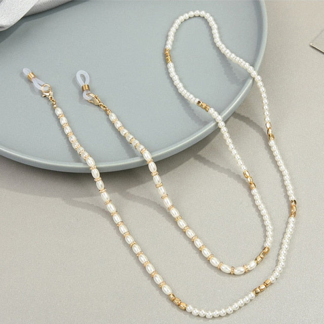 Anti-Lost Chains For AirPods Snake Imitation Pearl Glasses Lanyard Chain For Women Creative Metal Necklace Accessories Jewelry