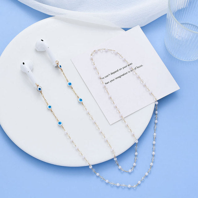 Anti-Lost Chains For AirPods Snake Imitation Pearl Glasses Lanyard Chain For Women Creative Metal Necklace Accessories Jewelry