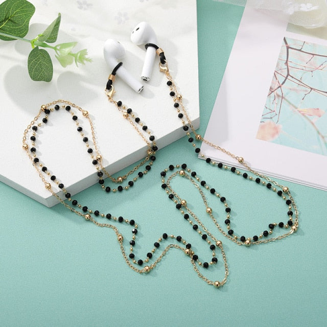 Anti-Lost Chains For AirPods Snake Imitation Pearl Glasses Lanyard Chain For Women Creative Metal Necklace Accessories Jewelry