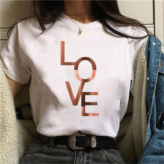 Beautiful Geometry Printed T Shirt Women 90s Graphic T-shirt Harajuku Tops Tee Cute Short Sleeve Animal Tshirt Female Tshirts