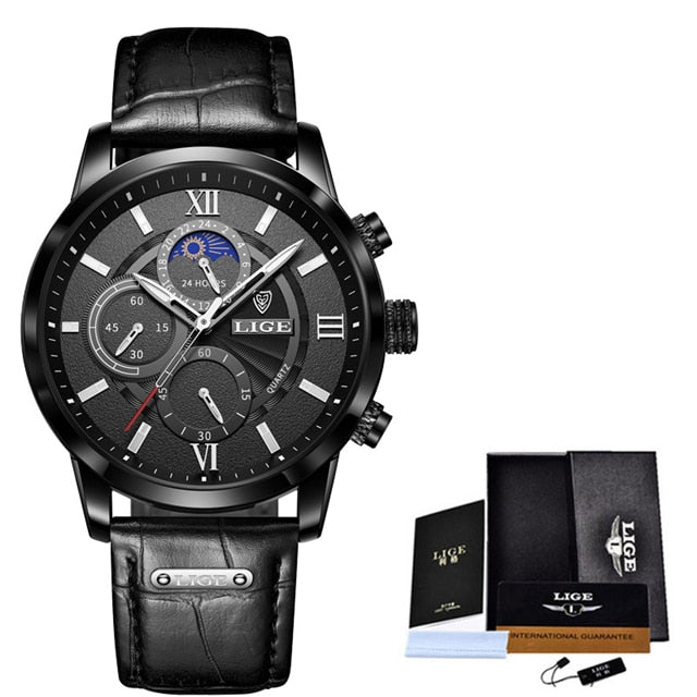 2021 Mens Watches Top Brand Luxury Leather Quartz Watch