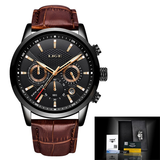 2021 Mens Watches Top Brand Luxury Leather Quartz Watch