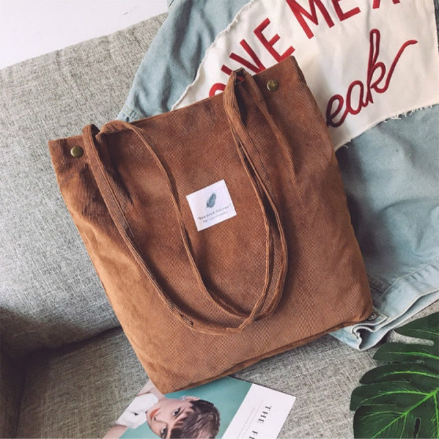 Bags for Women 2021 Corduroy Shoulder Bag Reusable Shopping Bags Casual Tote Female Handbag for A Certain Number of Dropshipping